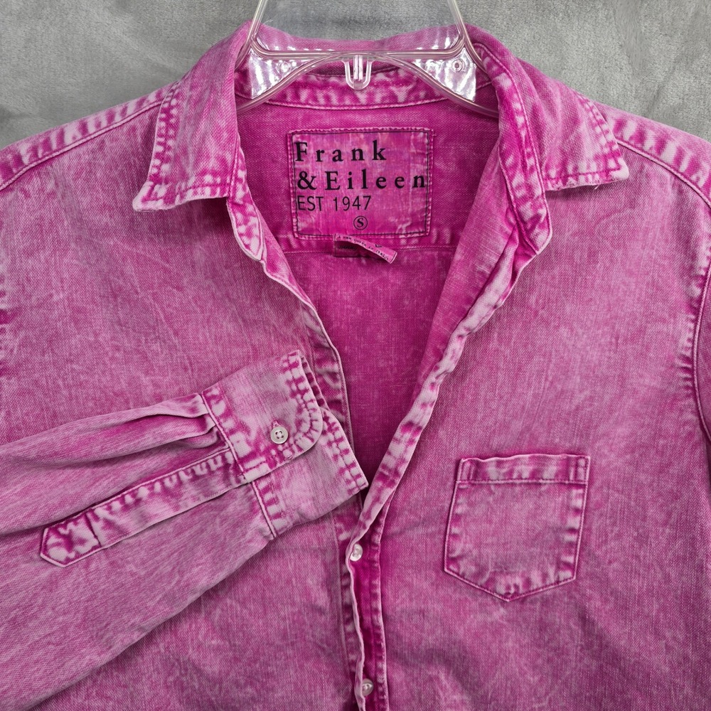 Frank & Eileen Size Small Pink Mineral Acid Wash Cotton Button‎ Down Shirt
